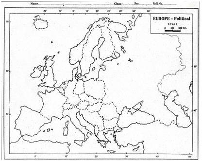 Blank Political Map Of Europe Flipkart.com | Craftwaft Political Map Of Europe Blank A4 67 Gsm Project  Paper - Project Paper