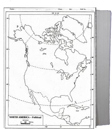 CRAFTWAFT POLITICAL MAP OF NORTH AMERICA BLANK A4 67 gsm Project Paper