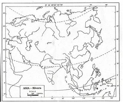CRAFTWAFT RIVER MAP OF ASIA BLANK A4 67 gsm A4 paper