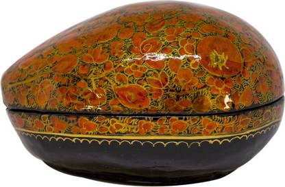 Paper Mache Kashmiri Art Designed Egg shaped Box Decorative Showpiece  -  6 cm