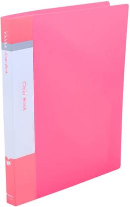 Treely Plastic Pink A4 Size 100 Pocket Plastic Display Clear File Book Folder