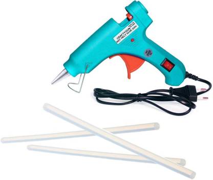 CRAFTYGUN 20 WATT FD-20W TURQUOISE GLUE GUN (ON OFF SWITCH&INDICATOR) 3 ADHESIVE HOT GLUE STICKS Standard Temperature Corded Glue Gun