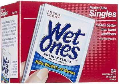 Wet Ones Antibacterial Fresh Scent Hand Wipes Singles (24ct)