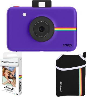 POLAROID Snap Instant Camera Purple with 2x3 Zink Paper (30 Pack) Neoprene Pouch Instant Camera