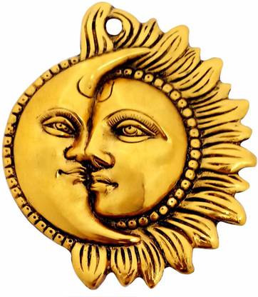 Etsi Bitsi Golden sun moon pair Decorative Showpiece  -  15 cm