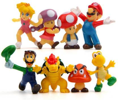 Toy Mela Super Mario Bros. 8 Pcs. / Set Mario, Luigi, Toad, Yoshi, Bowser, Toadette, Princess Peach 2-6 Cms. Action Figure