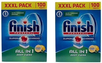 Finish Power Ball All In 1 Dishwashing Tablets 100's Lemon Pack Of 2 Dishwashing Detergent