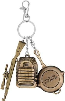 NMD Pubg Keychain Set Level 3 Backpack-Frying Pan-Gun 3D Pendant Key Chain Playerunknown's Battlegrounds Key Chain