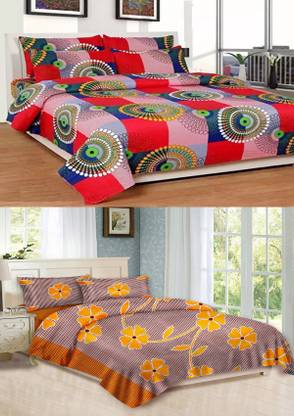 FFInternational 144 TC Polycotton Double 3D Printed Fitted & Flat Bedsheet