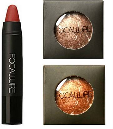 FOCALLURE professional makeup beauty combo kit ( matte lipstick and baked highlighter eyeshadow)