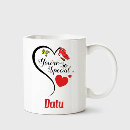 CHANAKYA You're so special Datu White Coffee Name Ceramic Ceramic Coffee Mug