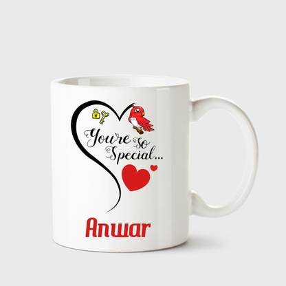 CHANAKYA You're so special Anwar White Coffee Name Ceramic Ceramic Coffee Mug