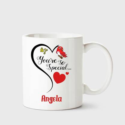 CHANAKYA You're so special Angela White Coffee Name Ceramic Ceramic Coffee Mug