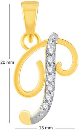 VK Jewels Initial Letter P Alphabet Collection Gold Plated for Women & Girls Cubic Zirconia Alloy Pendant