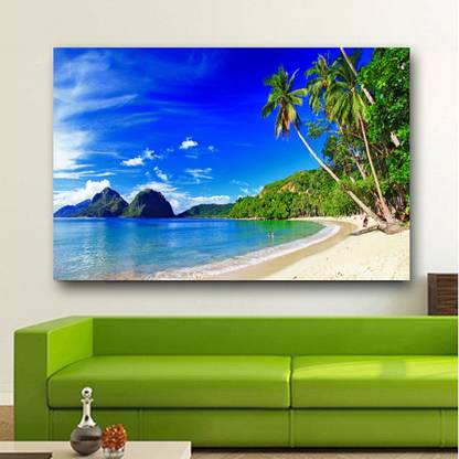 Beautiful Sea Beach Poster HD Wallpaper Office Poster Home Decor Wallposter for Living Room No Framed 2ft X 4ft Canvas Art