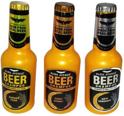 PARK AVENUE Beer Shampoo Shiny & Bouncy, Anti Dandruff & Damage Free 70ml x 3