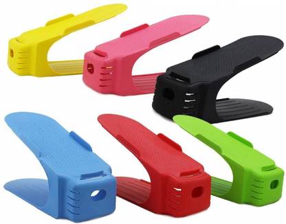MANTAVYA Adjustable 3 Step Shoe Slotz Storage Organizer Space Saver Shoe Holder Plastic Shoe Stand