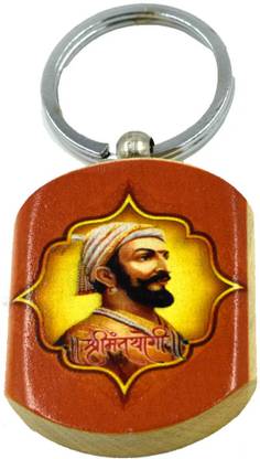 faynci Printed Shrimantyogi Shivaji maharaj Multicolor Wooden Key Chain for Shiv Premi Key Chain