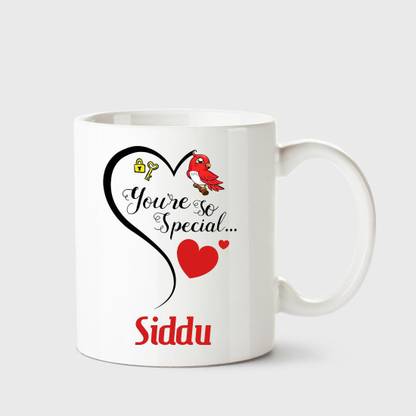 CHANAKYA You're so special Siddu White Coffee Name Ceramic Ceramic Coffee Mug
