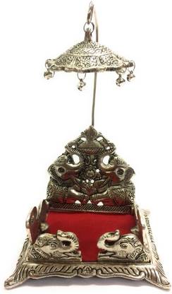 KUBER INDUSTRIES Elephant Design Decorative God Singhasan Metal Home Temple