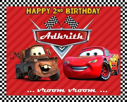 WoW Party Studio Personalized Art Board McQueen Car Theme Birthday Background Banner