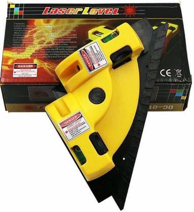 Techtest Right Angle 90 Degree Vertical and Horizontal Laser Level Line Projection Square Pro Beam Light with 2 Suction Cups 90 Degree, ( Laser Leveller Yellow One ) Non-magnetic Line Level