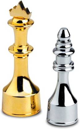 Decor King with Queen(2 Pieces) Metal Paper Weights  with Golden & Silver Color