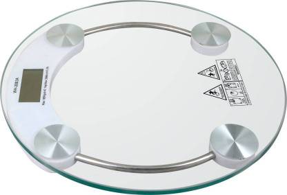 Majron Personal Weight Machine 8mm Thick Round Transparent Glass Weighing Scale