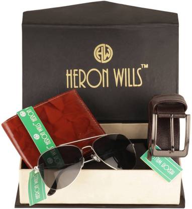 Heron Wills Sunglass, Wallet & Belt Combo