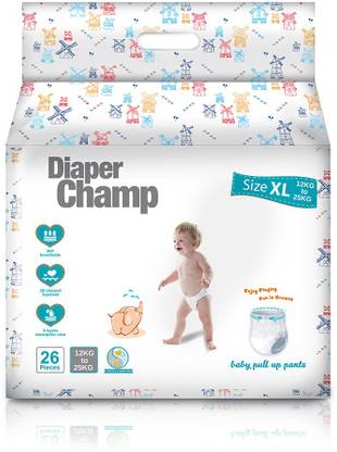 Diaper Champ Baby Diaper Pants,Chlorine & Paraben Free, Extra Large, (26 Count) - XL