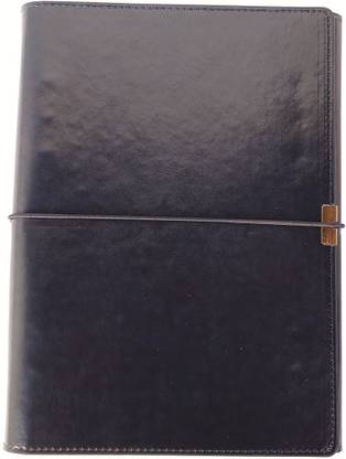Golden Feather 3 Fold Organizer/Planner | Elastic Lock | 6 card holder Pockets | Front-Back Paper Holding Slots | Pen Holding Slot A5 Notebook Plain 240 Pages