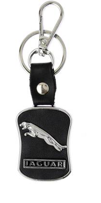 JAGUAR lack Leather Logo Keychain Carabiner