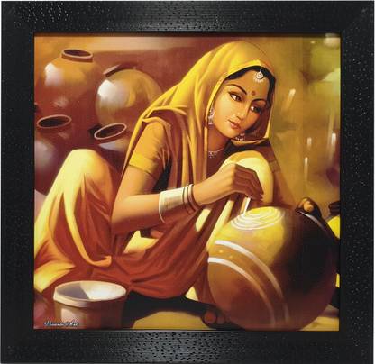 Gallery99 An Earthern Pot Maker Lady Textured Paper (Scratch/Dust) Proof (TS-12) Natural Colors 11 inch x 11 inch Painting