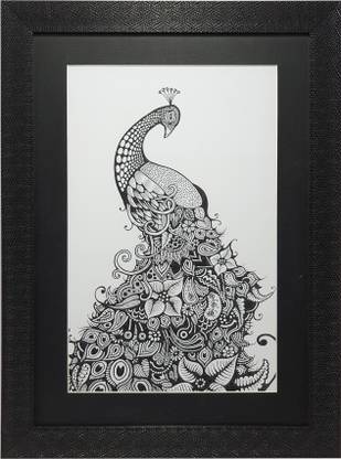 Gallery99 Peacock Work Sketch (Scratch/Dust) Proof (MBW-6) Natural Colors 15 inch x 11 inch Painting