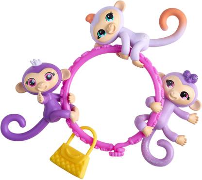 Wowwee Fingerlings Minis-Series 1-5 Piece Banana Blister 3 Figures Plus Bonus Bracelet And Charm