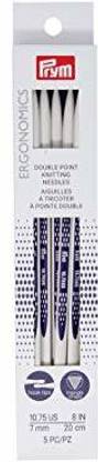 Dritz Prym Ergonomics 8-Inch Double-Point Knitting Needle, Size 10.75 (5-Pack) (Pack Of 3)