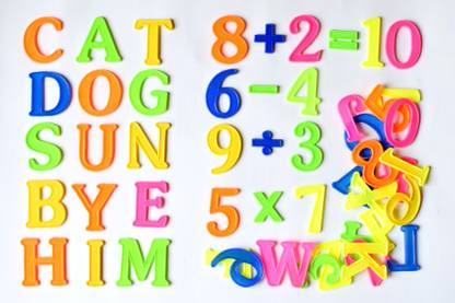 Swarnalekha English Alphabet A to Z & Number Set, Non Toxic & Non Magnetic 2 inch Play & Learn Educational Plastic Set for Kids (Pack of 51)