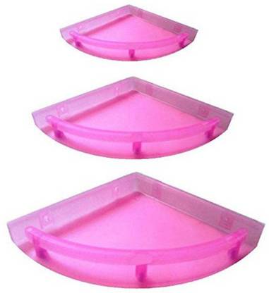 Digionics Unbreakable Pink Corner Shelves Set Of 3 Plastic Wall Shelf