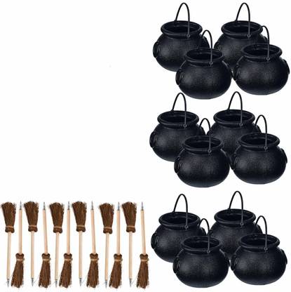FUN EXPRESS 12 Mini Cauldrons + 12 Broom Pens Harry Potter Party Or Halloween Party Set!