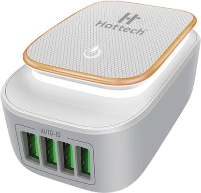 Hottech 4.4 A Wall Charger for Mobile with Detachable Cable