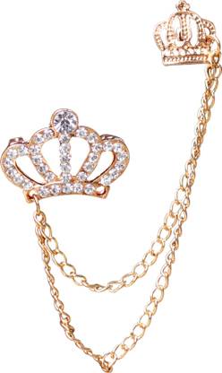 TIED RIBBONS Latest Crown Design Men's Brooch for Pagdi, Turban, Kurta(Golden) Brooch