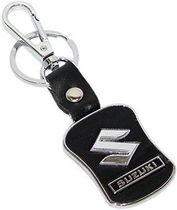 Maruti Suzuki Car Logo Leather-Metallic Locking Keychain Carabiner