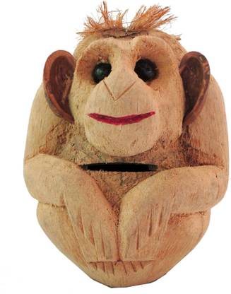 ZENRISE Coconut Monkey statue Coin Bank