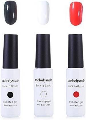 MelodySusie Gel Nail Polish Set - Back To Basics 1 Step Durable Nail Gel Kit Quick Curing With Led Or Uv Nail Dryer Easy Soak Off 3 Colors Black