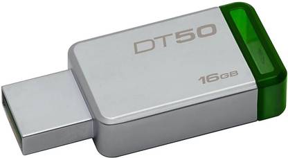 KINGSTON DT50 3.1/3.0/2.0 16 GB Pen Drive Compatible with Desktop Computer, Tablet, Mobile, Laptop USB 3.0, USB 3.1, USB 2.0 Metal Case