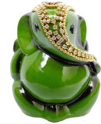Creativity Centre Green Ganesha Samriddhi Idol Decorative Showpiece  -  8 cm