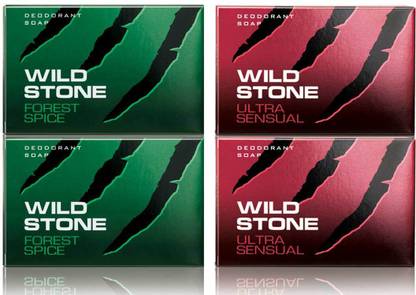 Wild Stone 2 Ultra Sensual Soap 125GM and 2 Forest Spice Soap 125GM
