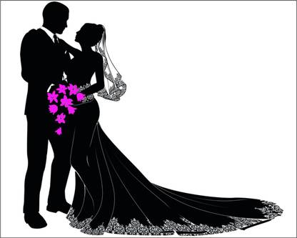 Jagvii 45 cm Wedding couple, Self Adhesive Sticker