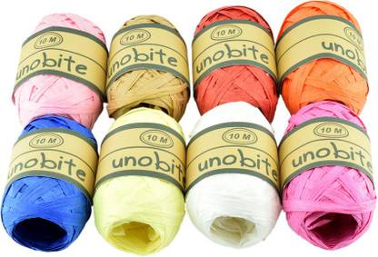 Unobite Premium Color Paper Strap Cord for DIY Craft Decoration, Wedding and Party Supplies(Pack of 8 Different Colors, Each 10 Meter)