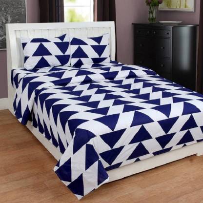 Panipat Textile Hub 143 TC Polycotton Double 3D Printed Fitted & Flat Bedsheet